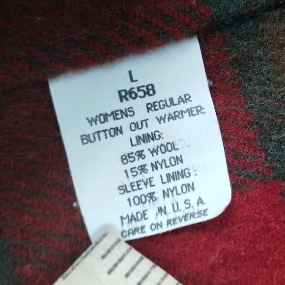 LL Bean Womens Field Winter Coat Canvas Vintage Chore Jacket Wool Linner Size L - Picture 11 of 16